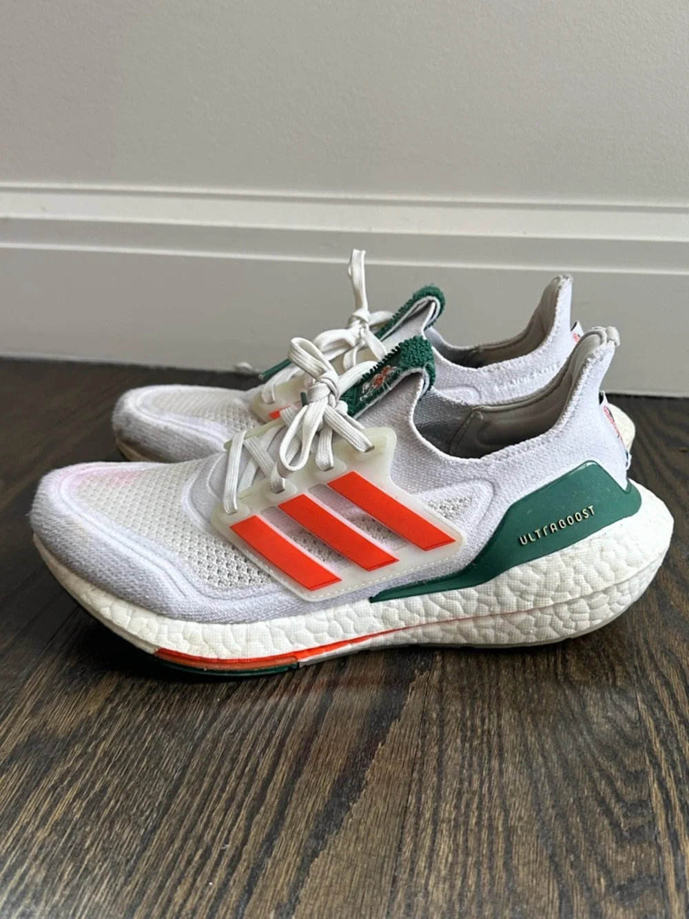 Adidas Ultraboost 21 NCAA pack University of Miami GX7966 Size 7